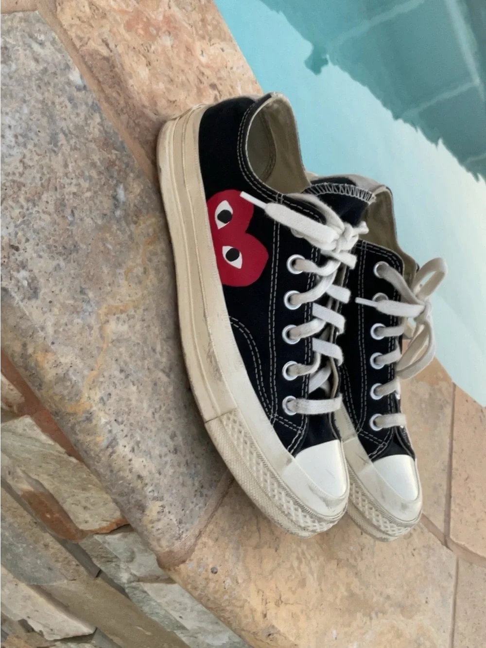 Converse Kids Black Canvas Sneakers with Red Heart Graphic